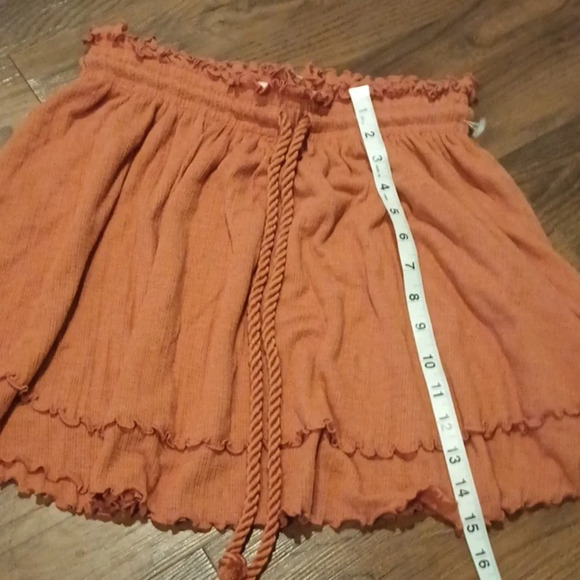 Free People Beach Burnt Orange Ruffle Layered Mini Skirt A31 - Picture 4 of 6